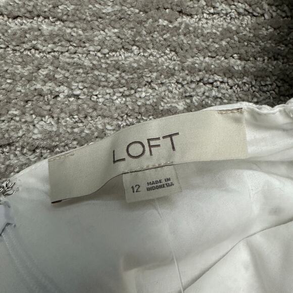 Ann Taylor Loft Dress Women 12 White Eyelet Lace Belted Puff Sleeve Resort Beach - Picture 9 of 15